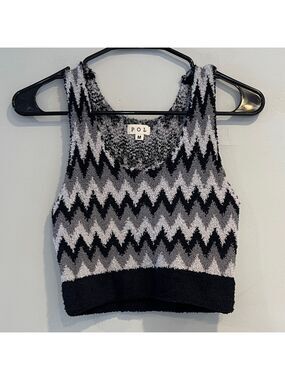 NWOT POL Chevron Knit Crop Top in Black and Gray Size Medium